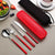 Portable Cutlery Set for Camping & Travel 4pcs Stainless Steel Knife, Fork, Spoon Kit with Storage Box