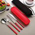 Portable Cutlery Set for Camping & Travel 4pcs Stainless Steel Knife, Fork, Spoon Kit with Storage Box
