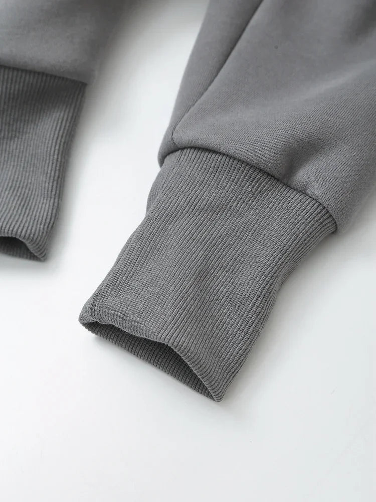 TRAF 2024 Spring Female Casual Hoodies Zipper Coats+Elastic Waist Baggy Pants 2 Pieces Set Elegant Loose Solid Pink Grey Pants - Evallys.com