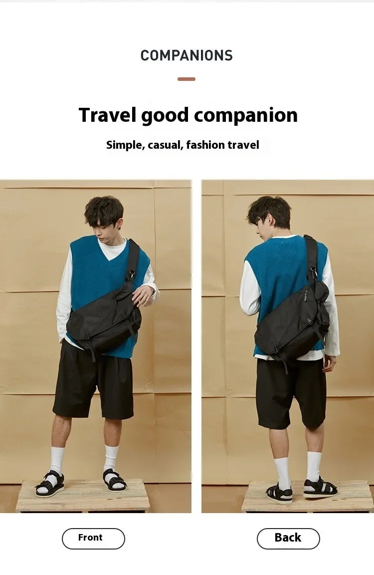 Men’s Nylon Shoulder Bag – Japanese Style Laptop Sling & Messenger Bag - Evallys.com