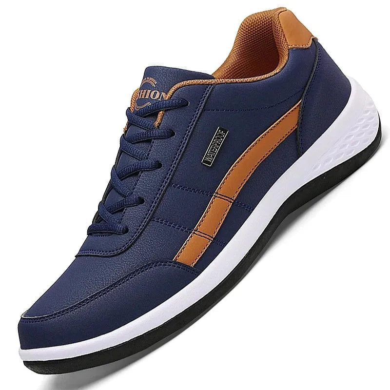 PUAMSS Men’s PU Leather Sneakers – Breathable Casual Non-Slip Shoes - Evallys.com