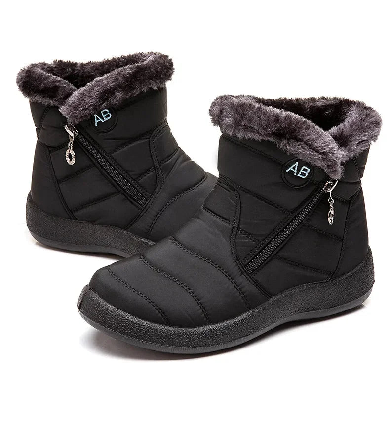 Women's Boots Women's Ankle Boots With Fur Winter Shoes Women Low Heels Winter Boots Snow Waterproof Botas Mujer Winter Footwear - Evallys.com