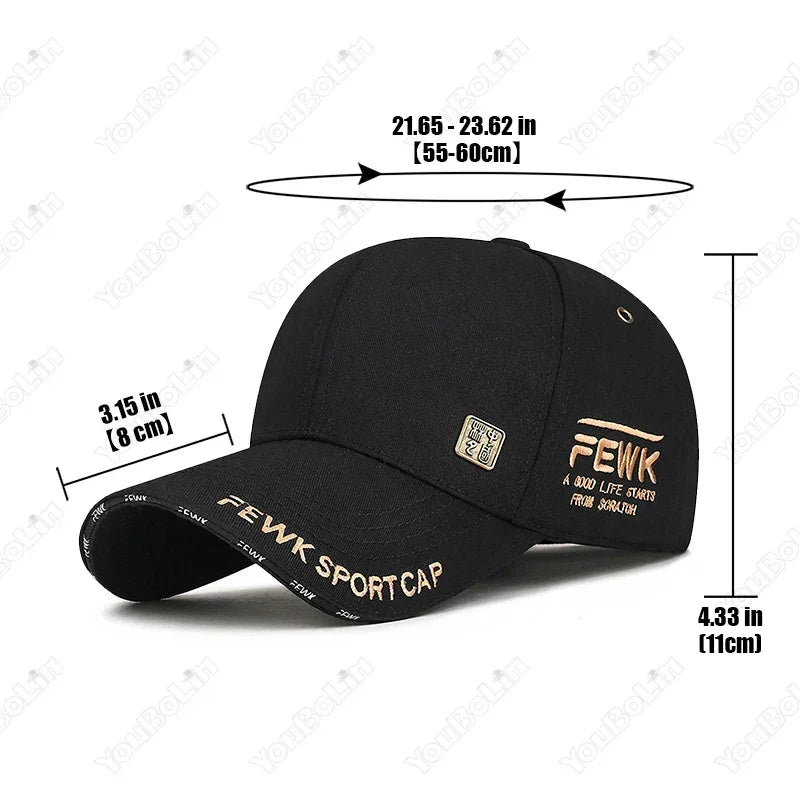 High Quality Chinese Style FEWK Letter Embroidery Cotton Adjustable Hard top Baseball Cap Sun Hat Trucker Caps Dad Hats - Evallys.com