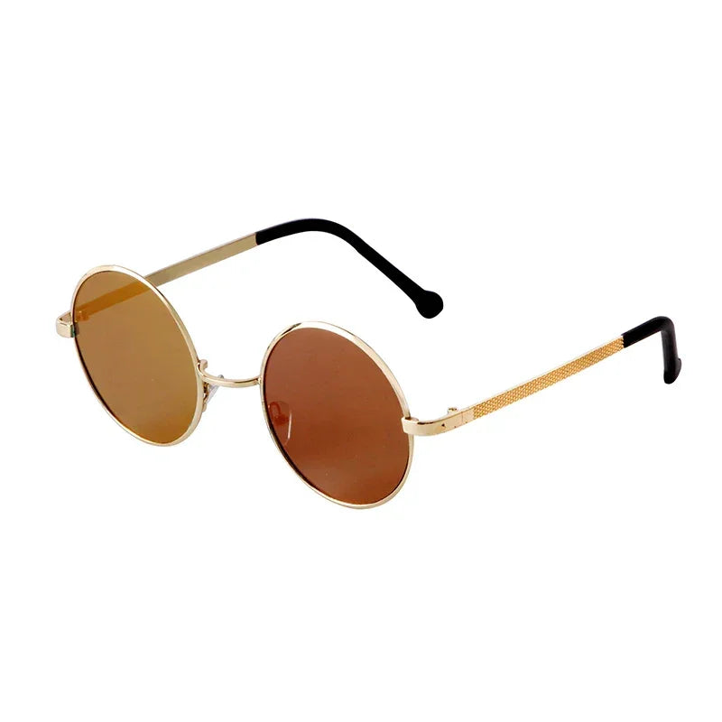 Steampunk Small Round Sunglasses Men 2022 Brand Vintage Metal Mirror Film Women Sun Glasses Cool Circle Shade Eyewear Male UV400 - Evallys.com