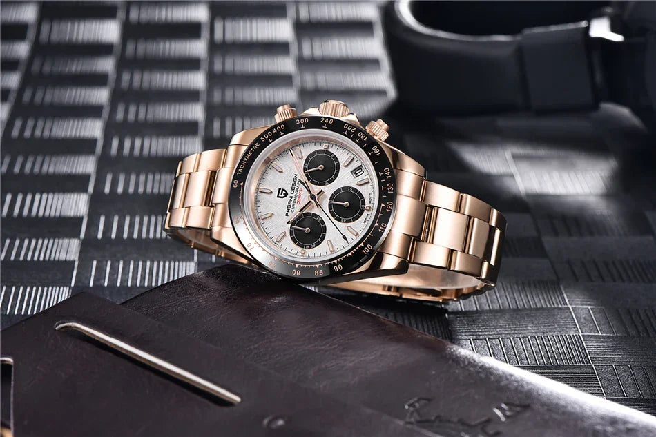 40mm New V2 PAGANI DESIGN Men's Quartz Watches Sapphire Retro Chronograph Stainless Steel Waterproof Watch Men Relogio Masculino - Evallys.com