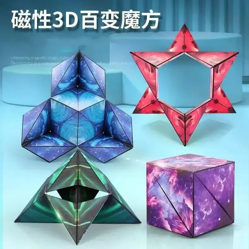 Variety Geometric Changeable Magnetic Magic Cube Anti Stress 3D Hand Flip Puzzle Cube Kids Stress Reliever Fidget Toy - Evallys.com