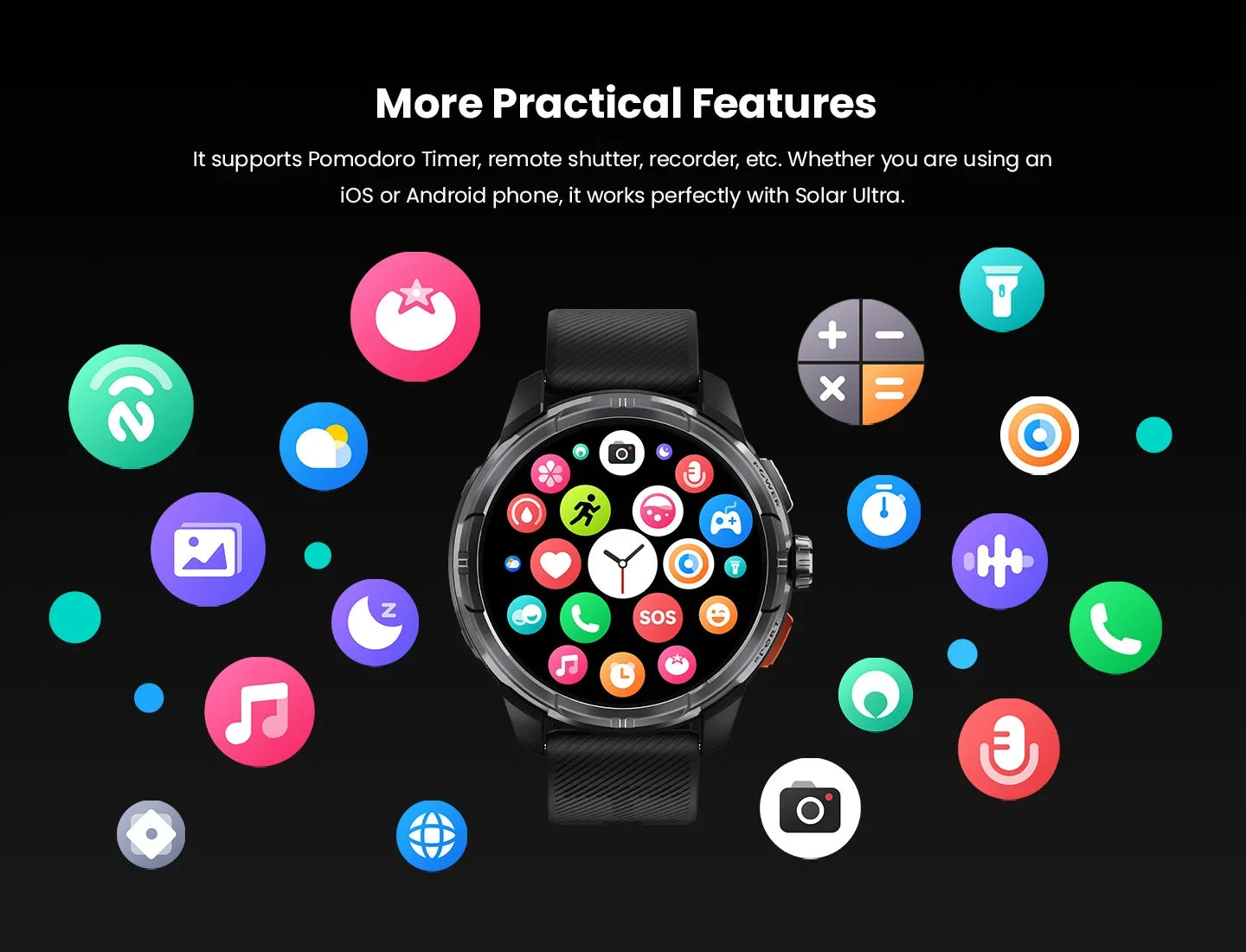 HAYLOU Solar Ultra GPS Smart Watch 1.6” AMOLED Display 60Hz Refresh Rate Bluetooth Calls 5ATM Water Resistance Sports Smartwatch - Evallys.com