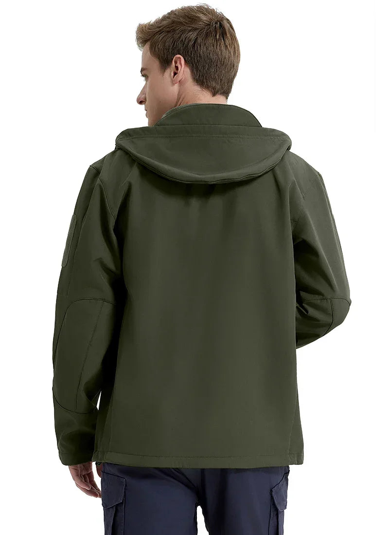 Men's Waterproof Softshell Tactical Jacket Winter Windproof Fleece Hoodie Jacket Outdoor Hiking Skiing Windbreaker Coat - Evallys.com