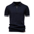 AIOPESON Men's Solid Color Sport Zipper Polo Shirt Athletic Social Polo Shirts for Men Office Slim Fit Polo - Evallys.com