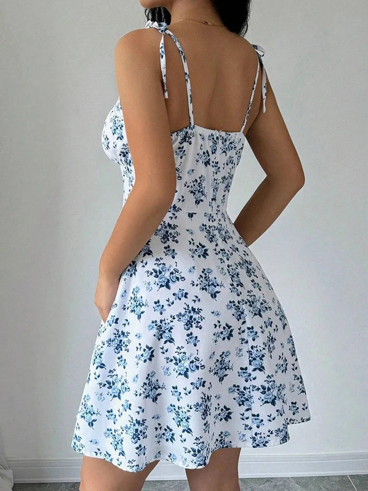Women’s Summer Floral Spaghetti Strap Mini Dress – Beach Sundress 2025 - Evallys.com