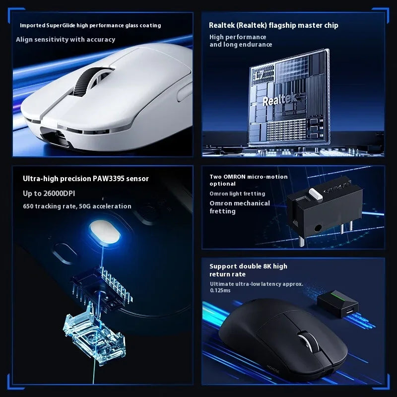 Official MCHOSE L7 Ultra Wireless Gaming Mouse PAW3950 E-Sport Sensor Realtek Flagship Master TOPSPEED 8K Polling Rate 39g Mice - Evallys.com