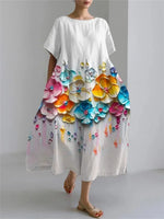 Harajuku Floral Print Women’s Dress – Loose Fit Ankle-Length Casual - Evallys.com