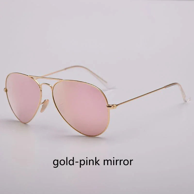 Top Quality Real Glass Lenses Men Women Sunglasses Brand Fashion Pilot Metal Frame Classic Style Outdoor UV400 Sun Glasses - Evallys.com