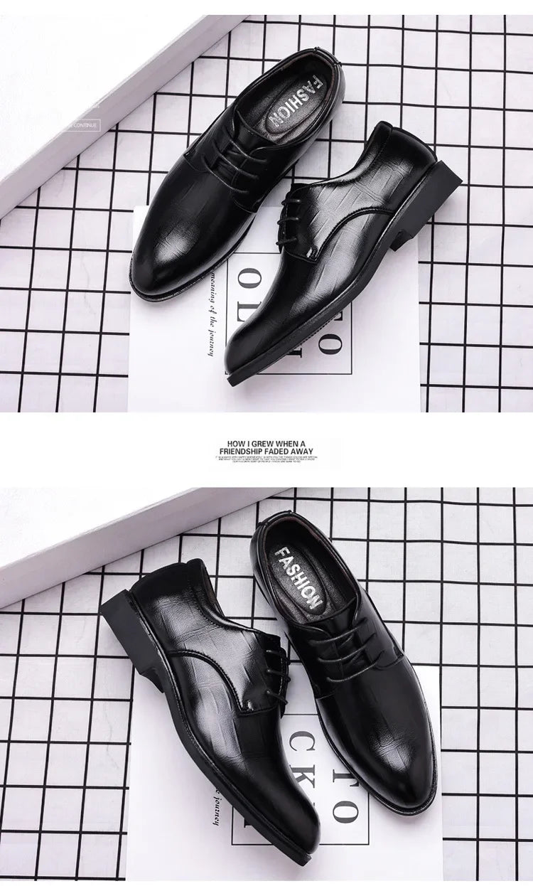 Mens Leather Dress Shoes Men's Formal Social Male Shoe Casual Business Pointed Toe Luxury Party Designer Shoes for Men - Evallys.com