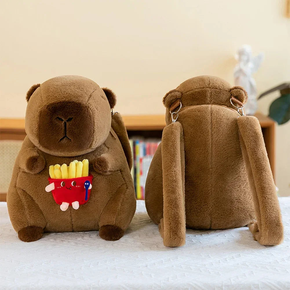 Cute Capybara Plush Backpack Funny Kawaii Doll Fur Bag Cartoon Capybara Shoulder Bag Soft Girl Small Backpack for Girls Children - Evallys.com