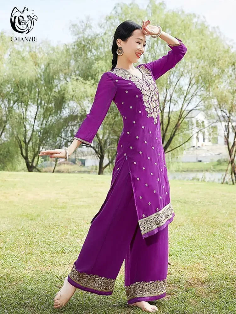 Exotic Indian Dance Dress – Ethnic Sari Style Two-Piece Set for Women - Evallys.com