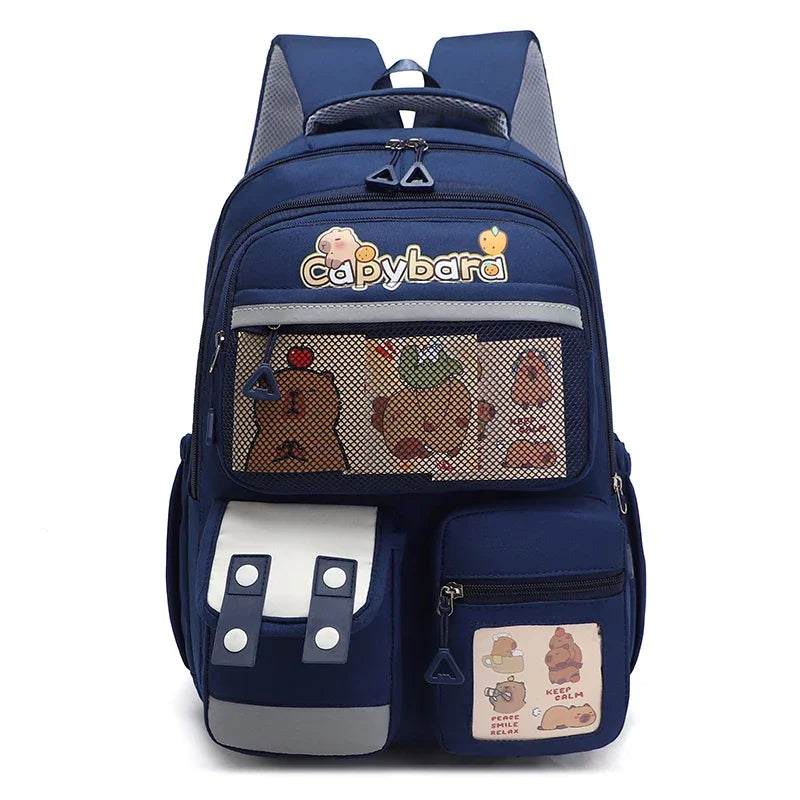 Cartoon Capybara Backpack Kawaii Backpack Casual Daypack Aesthetic Backpack for Kids Boys Girls - Evallys.com