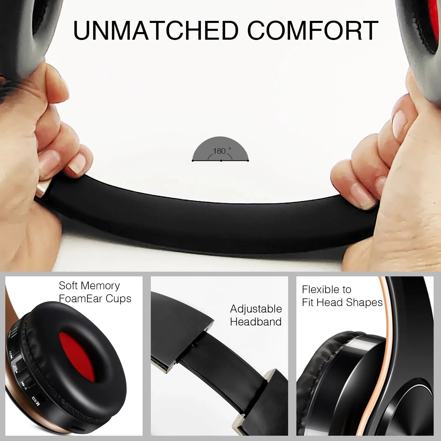HIFI Stereo Earphones Bluetooth Headphone Music Headset FM and Support SD Card with Mic for Mobile Xiaomi Iphone Sumsamg Tablet - Evallys.com
