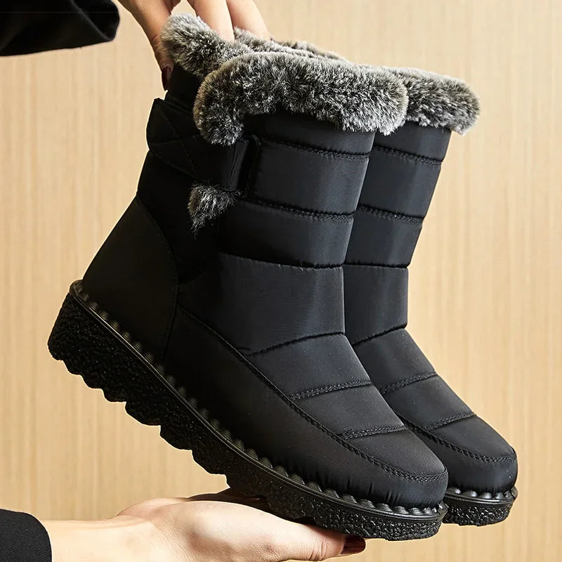 Women's Boots 2024 Trend Winter Shoes For Woman Winter Boots Ankle Low Heels Botas Mujer Waterproof Snow Boots With Fur Shoes - Evallys.com