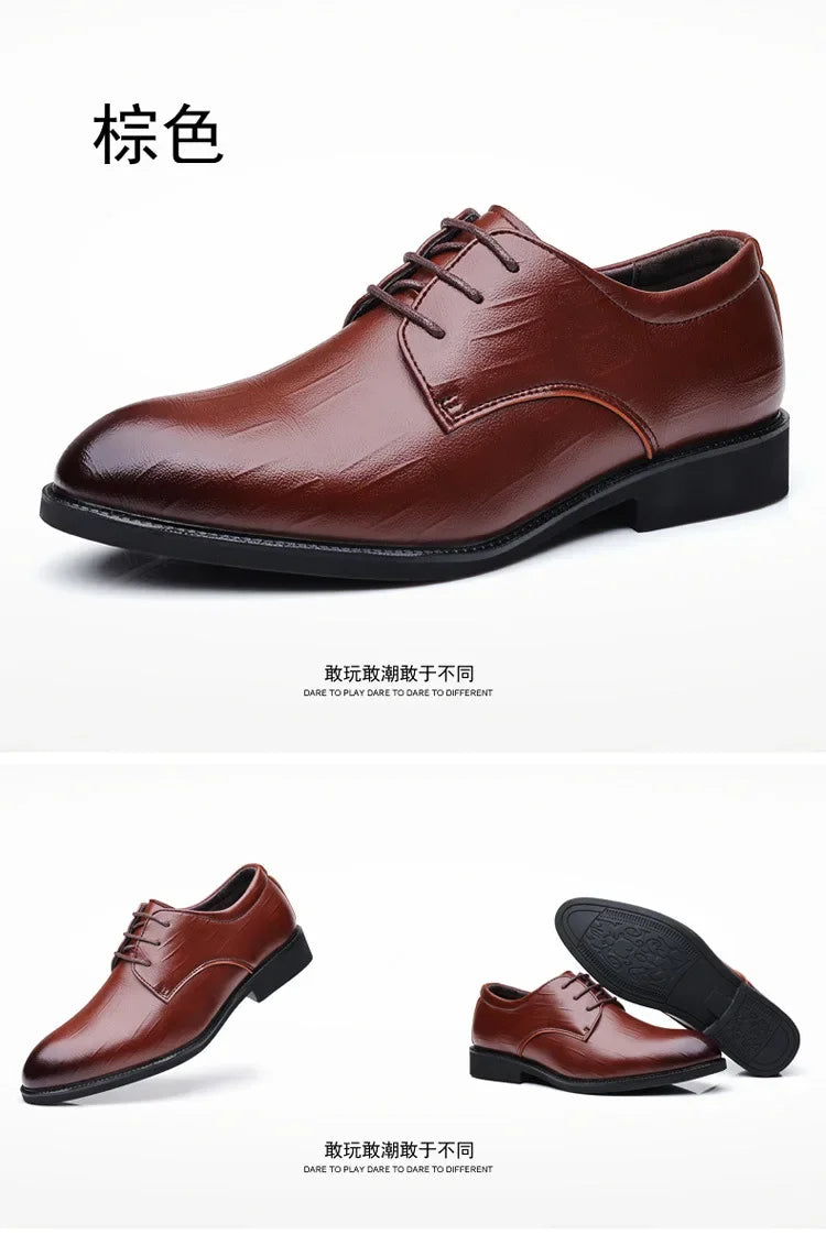 Mens Leather Dress Shoes Men's Formal Social Male Shoe Casual Business Pointed Toe Luxury Party Designer Shoes for Men - Evallys.com