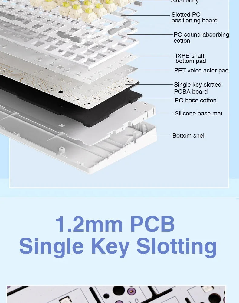 AULA F75 2.4G Wireless/Bluetooth/Wired Gaming Mechanical Keyboard RGB Customized 75% Layout Cherry Profile Gasket Structure - Evallys.com