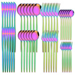 48pcs Black Gold Cutlery Set Knife Fork Coffee Spoon Dinnerware Stainless Steel Tableware Flatware Western Kitchen Silverware