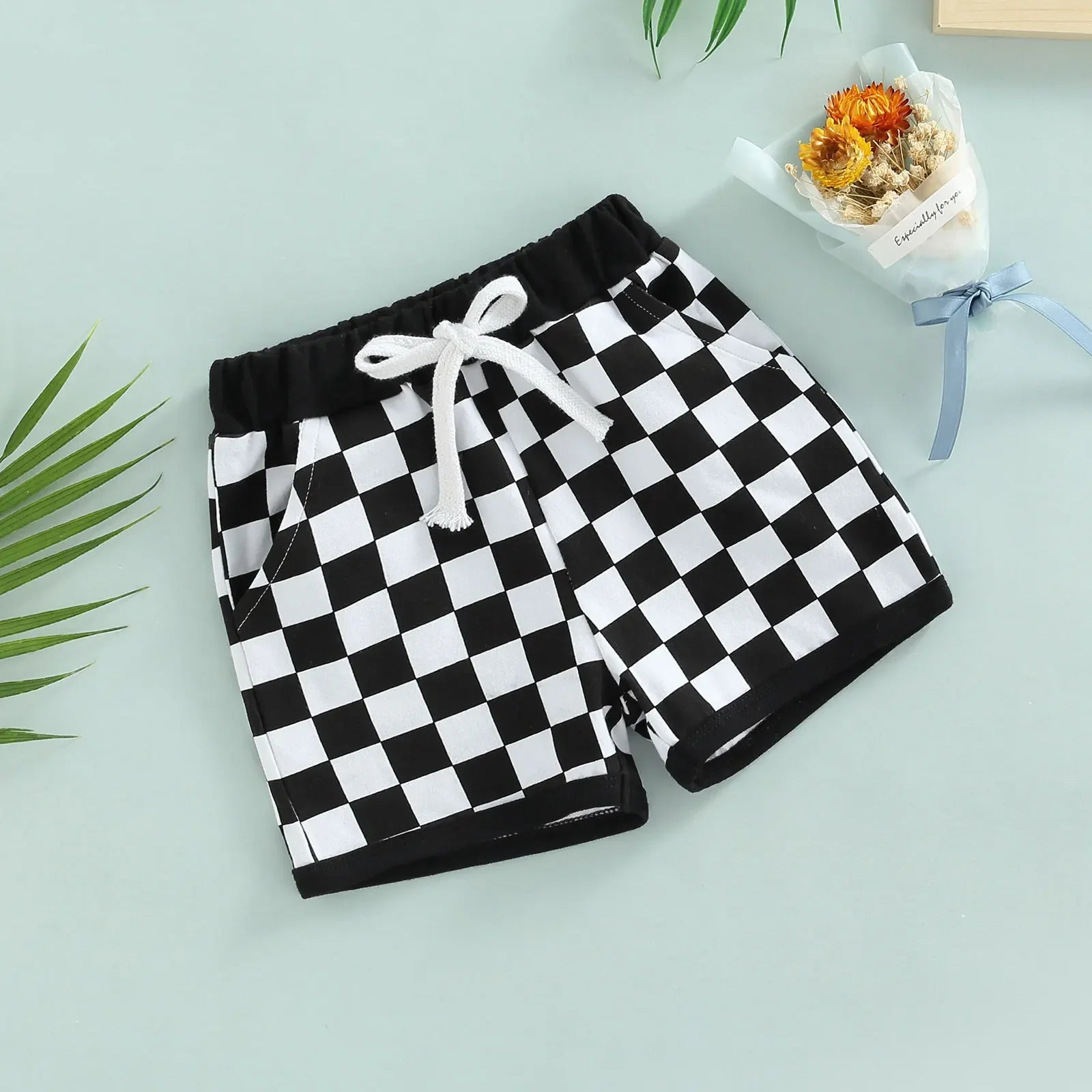 2022-05-04 Lioraitiin 0-3Years Toddler Baby Boys Shorts with Checkerboard Elastic Plaid Printed Pant Clothing - Evallys.com