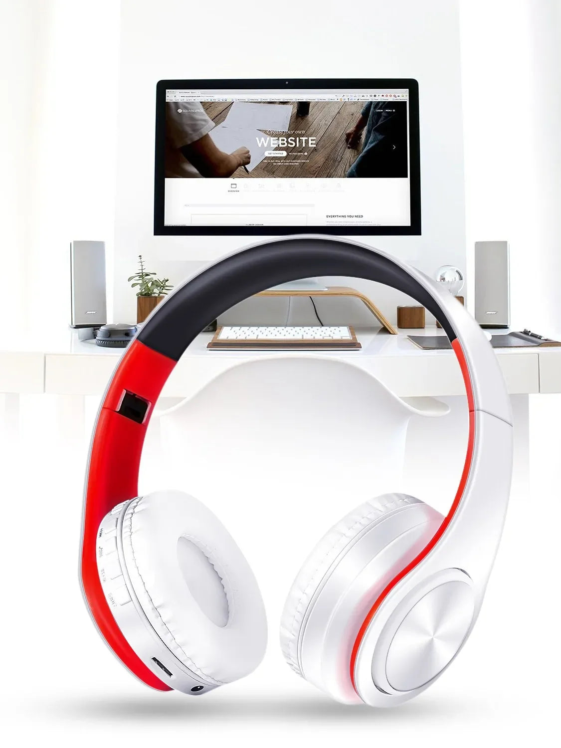 HIFI Stereo Earphones Bluetooth Headphone Music Headset FM and Support SD Card with Mic for Mobile Xiaomi Iphone Sumsamg Tablet - Evallys.com