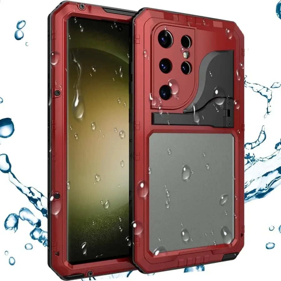 For Samsung S23 S22 Ultra S22 Plus IP68 Aluminum Metal Waterproof Phone Case Heavy Duty Screw Bumper Shockproof Cover Bracket - Evallys.com # #