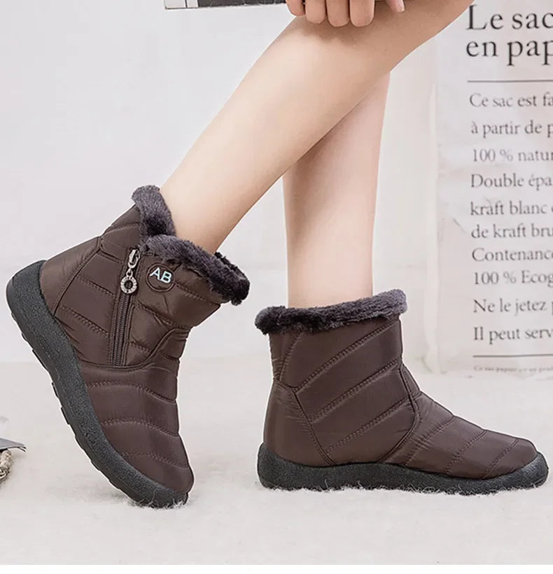 Women's Boots Women's Ankle Boots With Fur Winter Shoes Women Low Heels Winter Boots Snow Waterproof Botas Mujer Winter Footwear - Evallys.com