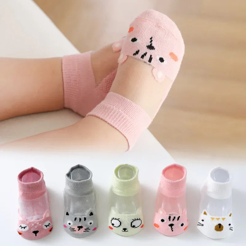 5 PAir Set Children Socks Summer Fishnet Boy Socks Spring Summer Thin Mesh Boat Socks Boys Girls Short Socks - Evallys.com