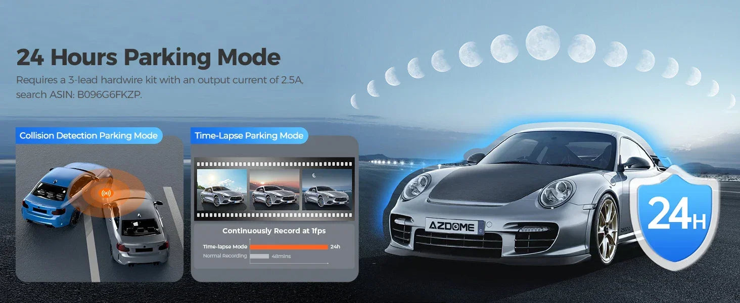 Upgrade AZDOME M550 Pro Car DVR Dash Cam 4K 5.8Ghz WiFi 2/3 Cameras Front/Cabin/Rear Cam GPS Night Vision Parking Monitor داش كا - Evallys.com