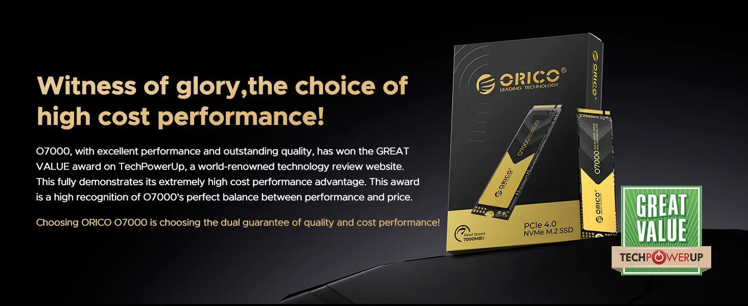 ORICO PCIe4.0 M.2 NVMe SSD PS5 Gaming 7400MB/S Internal Solid State Drive M Key 2280 SSD for Content Creators 1TB/2TB/4TB O7000 - Evallys.com