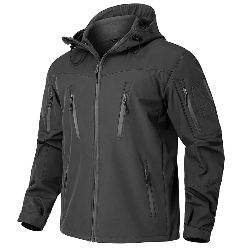 Men's Waterproof Softshell Tactical Jacket Winter Windproof Fleece Hoodie Jacket Outdoor Hiking Skiing Windbreaker Coat - Evallys.com