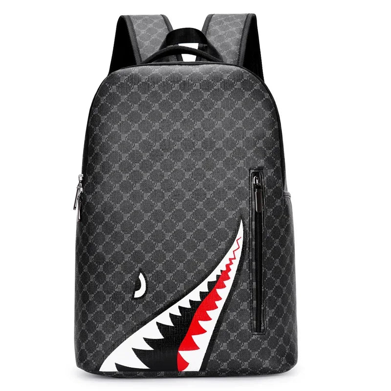Shark Mouth Plaid Backpack – Large Laptop Bag for School & College - Evallys.com