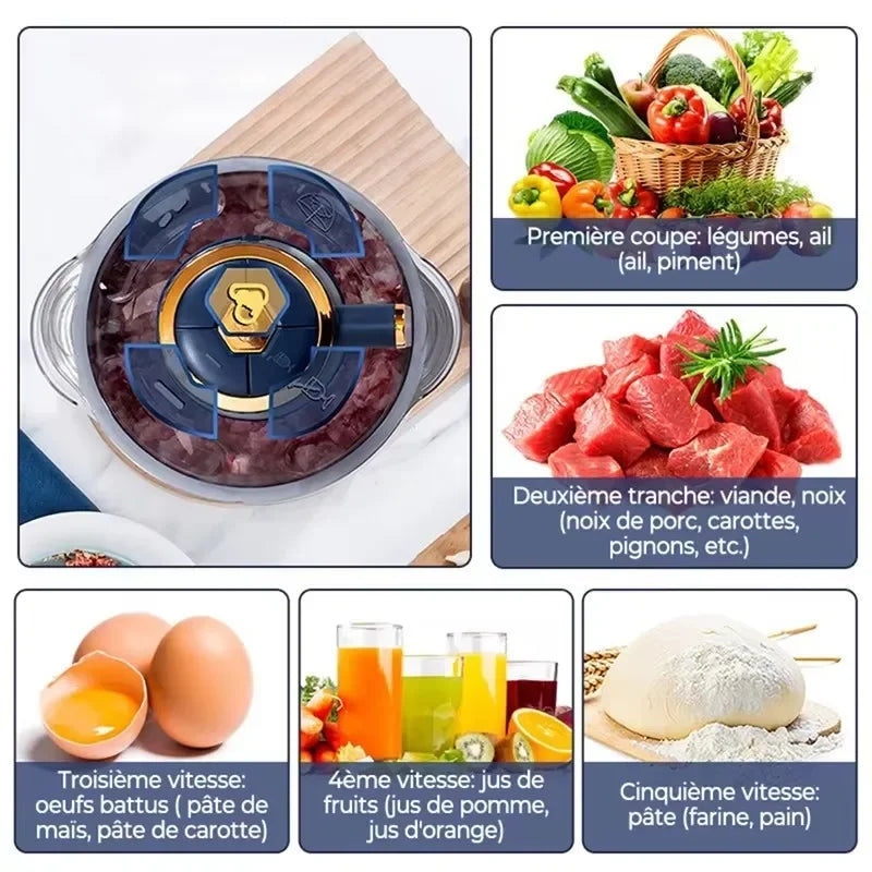 Electric Meat Grinders 5L Food Crusher Stainless Steel Multifunctional Vegetable Slicer Processor Chopper Kitchen Blenders - Evallys.com