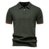 AIOPESON Men's Solid Color Sport Zipper Polo Shirt Athletic Social Polo Shirts for Men Office Slim Fit Polo - Evallys.com