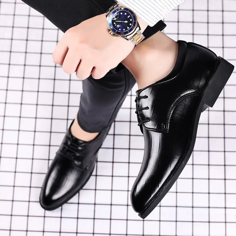 Mens Leather Dress Shoes Men's Formal Social Male Shoe Casual Business Pointed Toe Luxury Party Designer Shoes for Men - Evallys.com