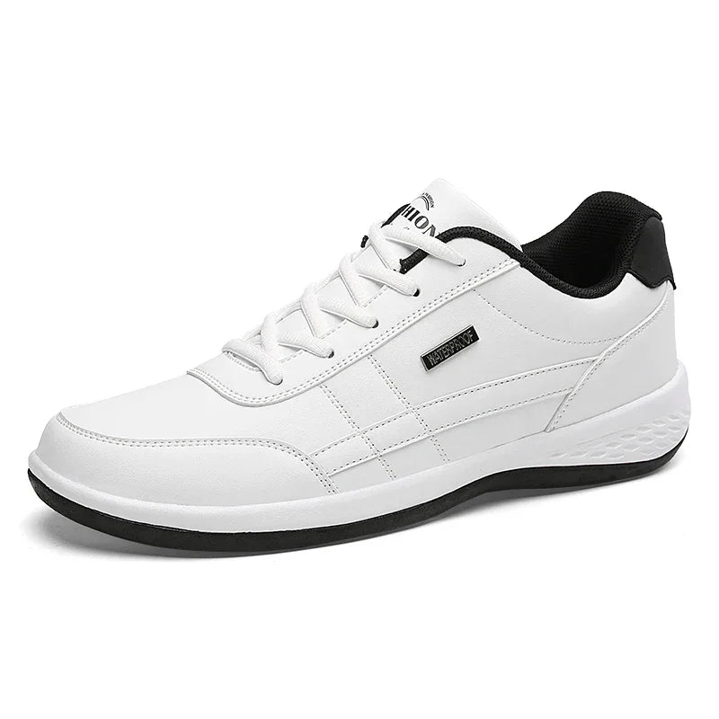 PUAMSS Men’s PU Leather Sneakers – Breathable Casual Non-Slip Shoes - Evallys.com