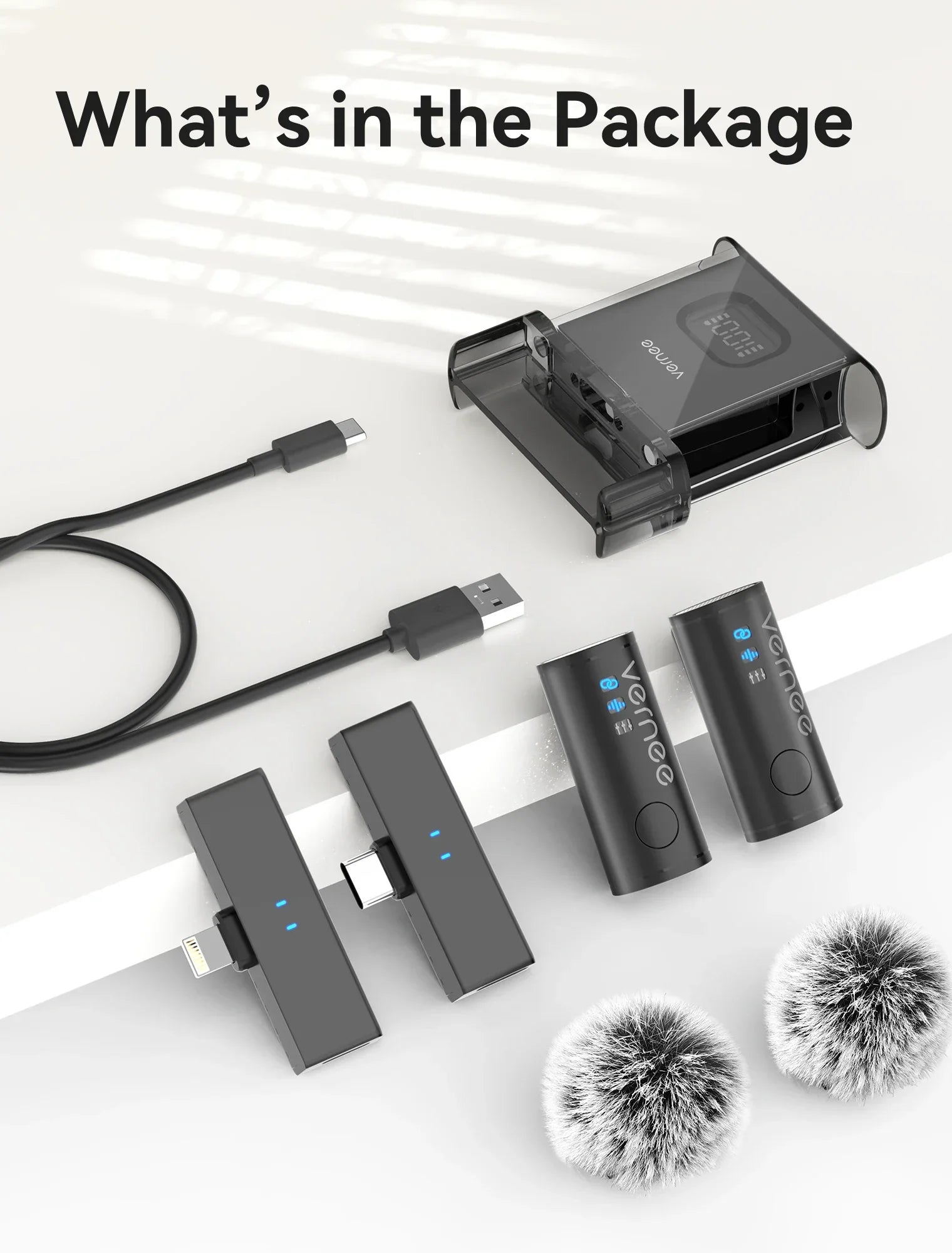 vernee V10 Wireless Lavalier Microphone 60M Noise Cancellation Vlog Short Video Recording Mini Mic for iPhone/Android - Evallys.com