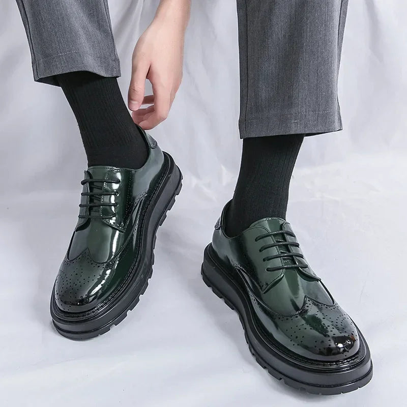 Green Patent Leather Oxford Shoes – Men’s Formal Business Dress Shoes - Evallys.com