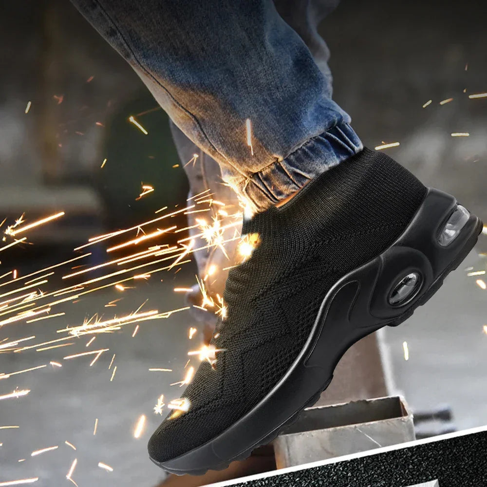 LARNMERN Safety Shoes Breathable Women Steel Toe Work Shoes Lightweight Slip On SpringSummer Sneakers Construct Safety Boots - Evallys.com