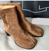 2024 Autumn Winter Soft Leather Split toe Tabi Women Ankle Boots Fashion Thick High heels Chunky Shoes Ins Style Short Booties - Evallys.com