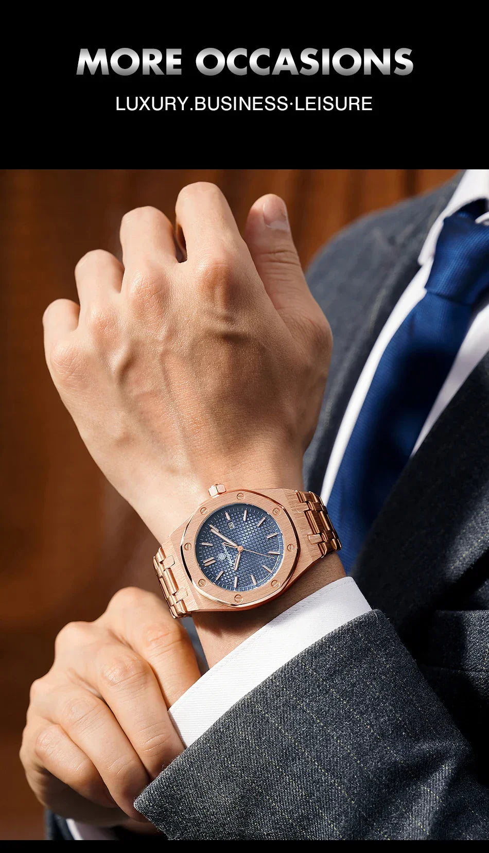 PENGAGAR Square Luxury Men Wristwatch Waterproof Luminous Date Stainless Steel Male Clock Business Sports Quartz Watches For Men - Evallys.com