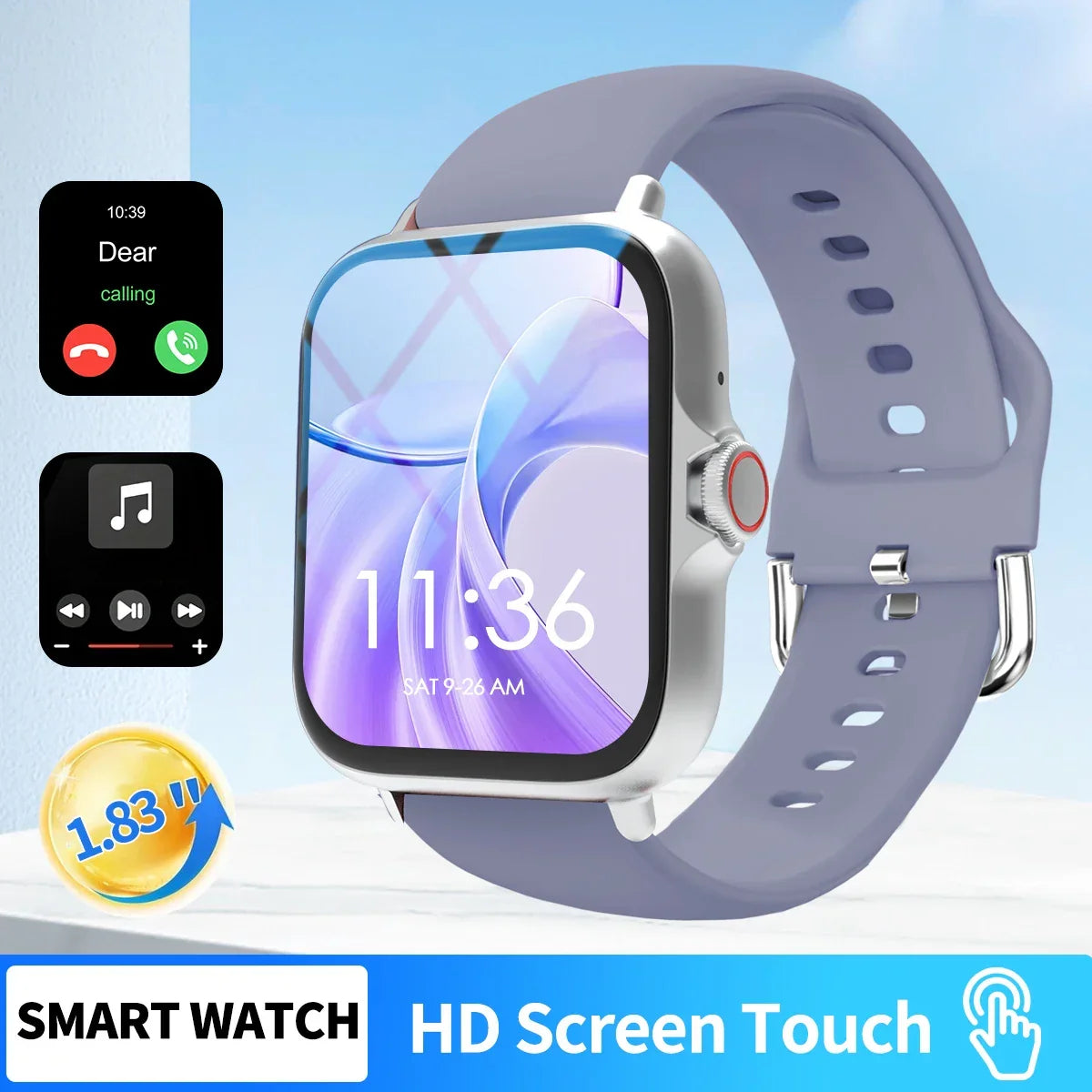Hot Smart watch, wireless call/wireless music, message reminder,custom dial wallpaper and other functions, unisex - Evallys.com