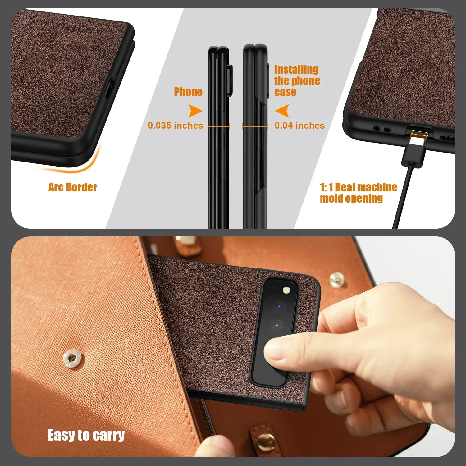 PU Leather Case for Google Pixel Fold 5G simply Business style Hard PC with PU 2in1 material - Evallys.com