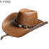 Faux Leather Cowboy Hat – Vintage Unisex Western Jazz Dress Cap - Evallys.com