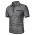 New Men's Short Sleeve Polo Shirts Solid Color Casual T-shirt Summer Trendy Breathable Loose Basic Splice Top Pockets Men Shirts - Evallys.com