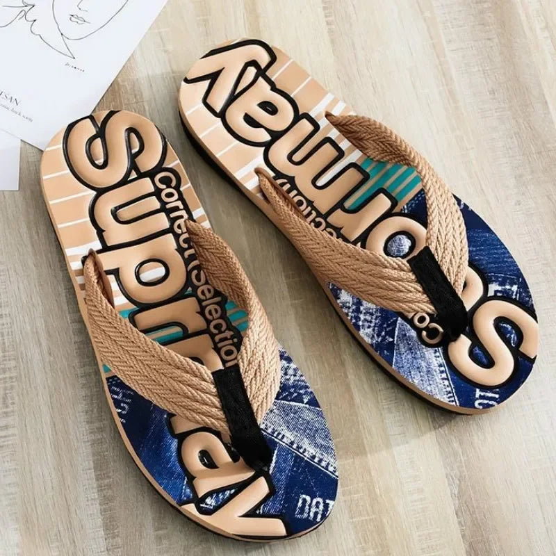 Men’s Summer Sliders Flip Flops – Anti-Skid Outdoor Casual Beach Sandals - Evallys.com