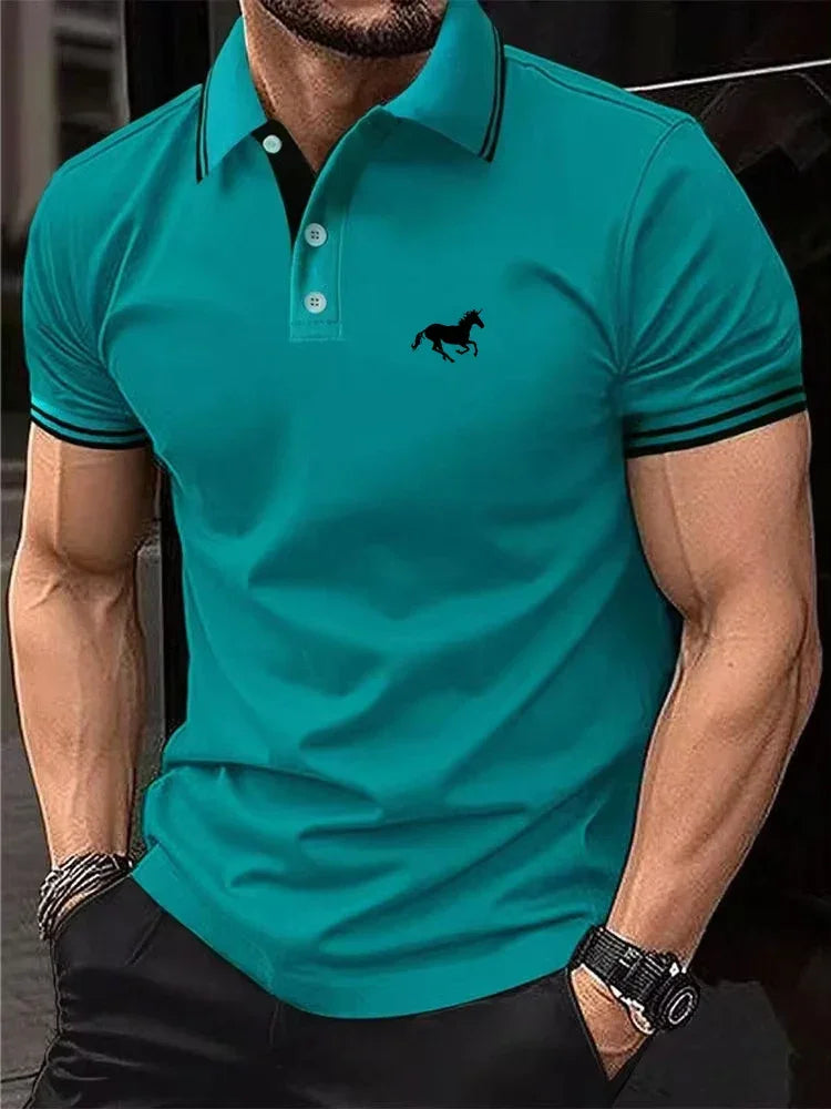 New Men's T-shirt Classic Short sleeved Polo Shirt Summer Top Casual T-shirt Button Lapel Super Large S-3XL Casual Polo Shirt - Evallys.com